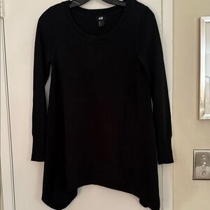 H&M Asymmetrical Hem Black Knit Top